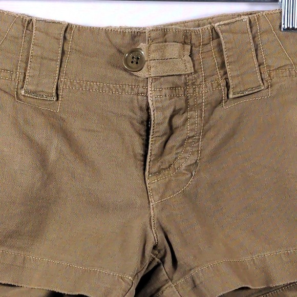 Vtg American Eagle Womens 2 Cargo Shorts Cotton Khaki Brown Low Rise Utility Y2K - Picture 4 of 14